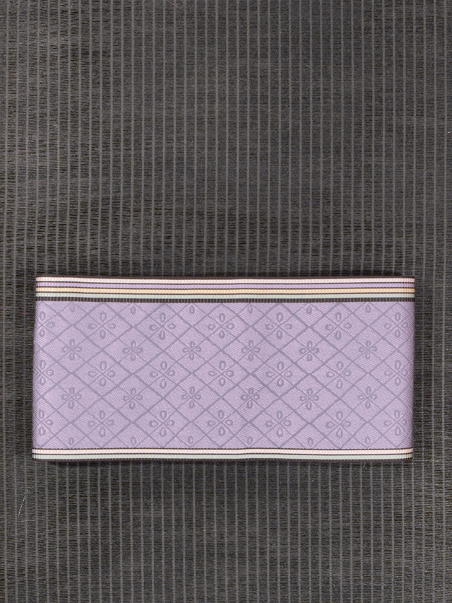 ★【本場筑前博多織】縞に業平菱文 半巾帯 半幅帯 小袋帯 浴衣帯 井上絹織　TALH02012風楽