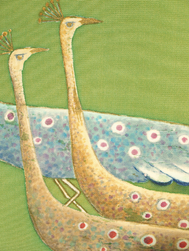 Ü ☆Handmade☆名古屋帯 『Peacock（孔雀・イエロー）✖️ドット