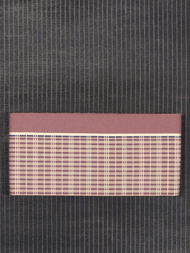 ★【本場筑前博多織】格子縞文 縞文 博多織 半巾帯 半幅帯 小袋帯 両面帯　TAMH02006 風楽