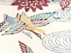 紅型 流水に鳥花文 名古屋帯：アンティークのきものと帯 風楽
