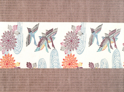 紅型 流水に鳥花文 名古屋帯の前の柄