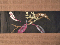 アンティーク❗手刺繍 なごや帯の付け帯⭐茶系 童人形 お太鼓柄 3150 夏物 八寸名古屋帯 絽 絽刺し 絽綴れ 正絹 お太鼓柄 刺繍 金糸
