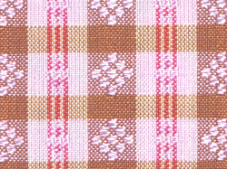 ミャンマー民族布祭礼用ロンジー 格子縞に絣文様（桜） 名古屋帯の絣文様（拡大）