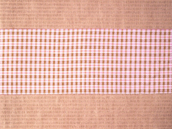 ミャンマー民族布祭礼用ロンジー 格子縞に絣文様（桜） 名古屋帯の前の柄