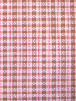 ミャンマー民族布祭礼用ロンジー 格子縞に絣文様（桜） 名古屋帯の生地の拡大