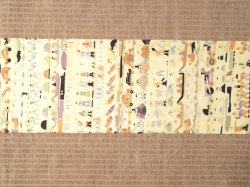 正絹羽二重地 変わりおもちゃ柄 名古屋帯の前の柄