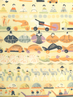 正絹羽二重地 変わりおもちゃ柄 名古屋帯の生地の拡大