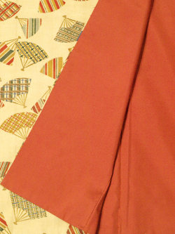 紬 扇面尽くし 袷の八掛け部分アップ